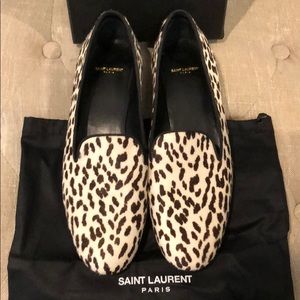 Saint Laurent Paris loafers animal print fur